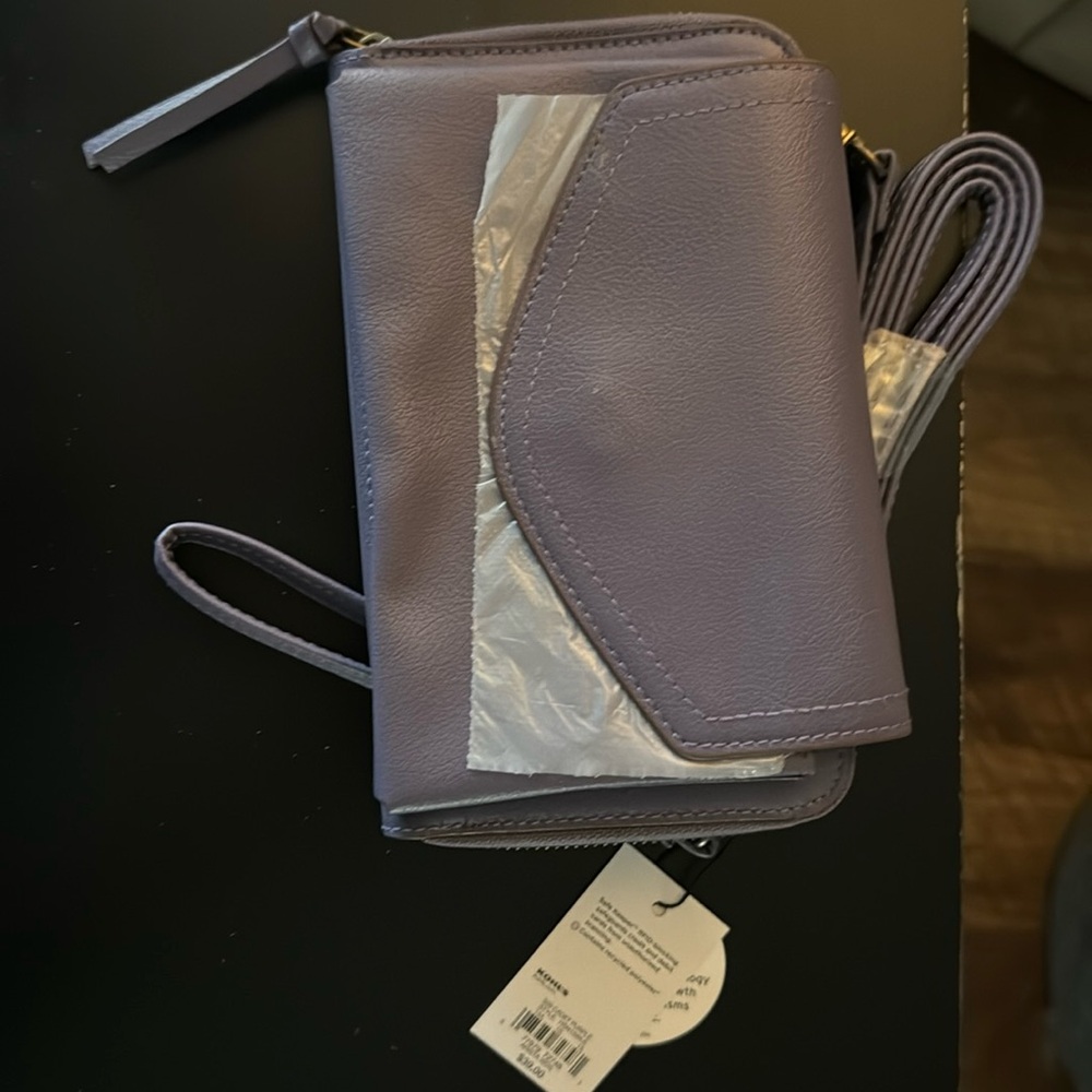 Lavender crossbody RFID blocking bag